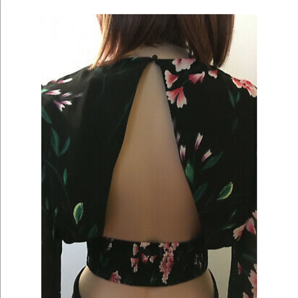 Floral Long Sleeve Crop Top